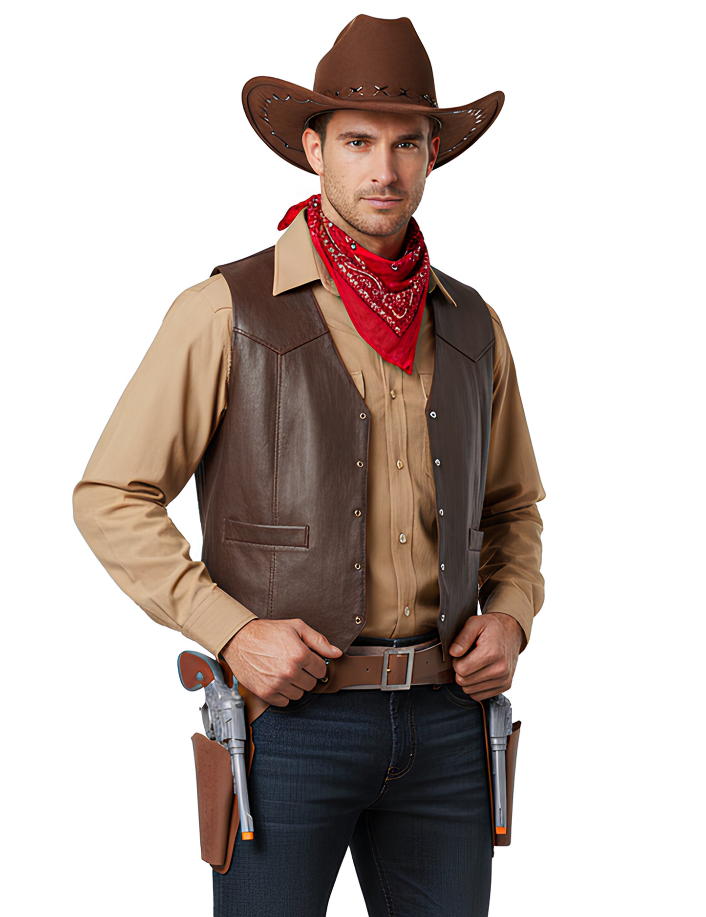 Curea de cowboy cu toc și 2 pistoale