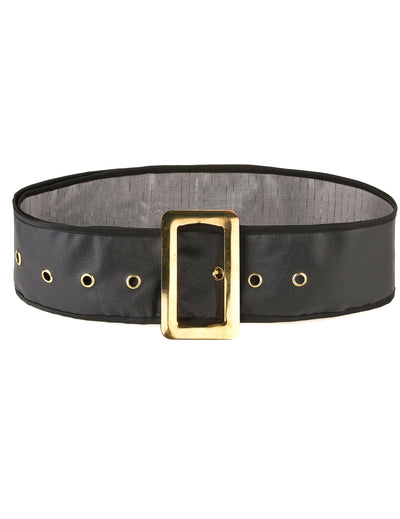 Ceinture large noire pour adulte avec boucle dorée