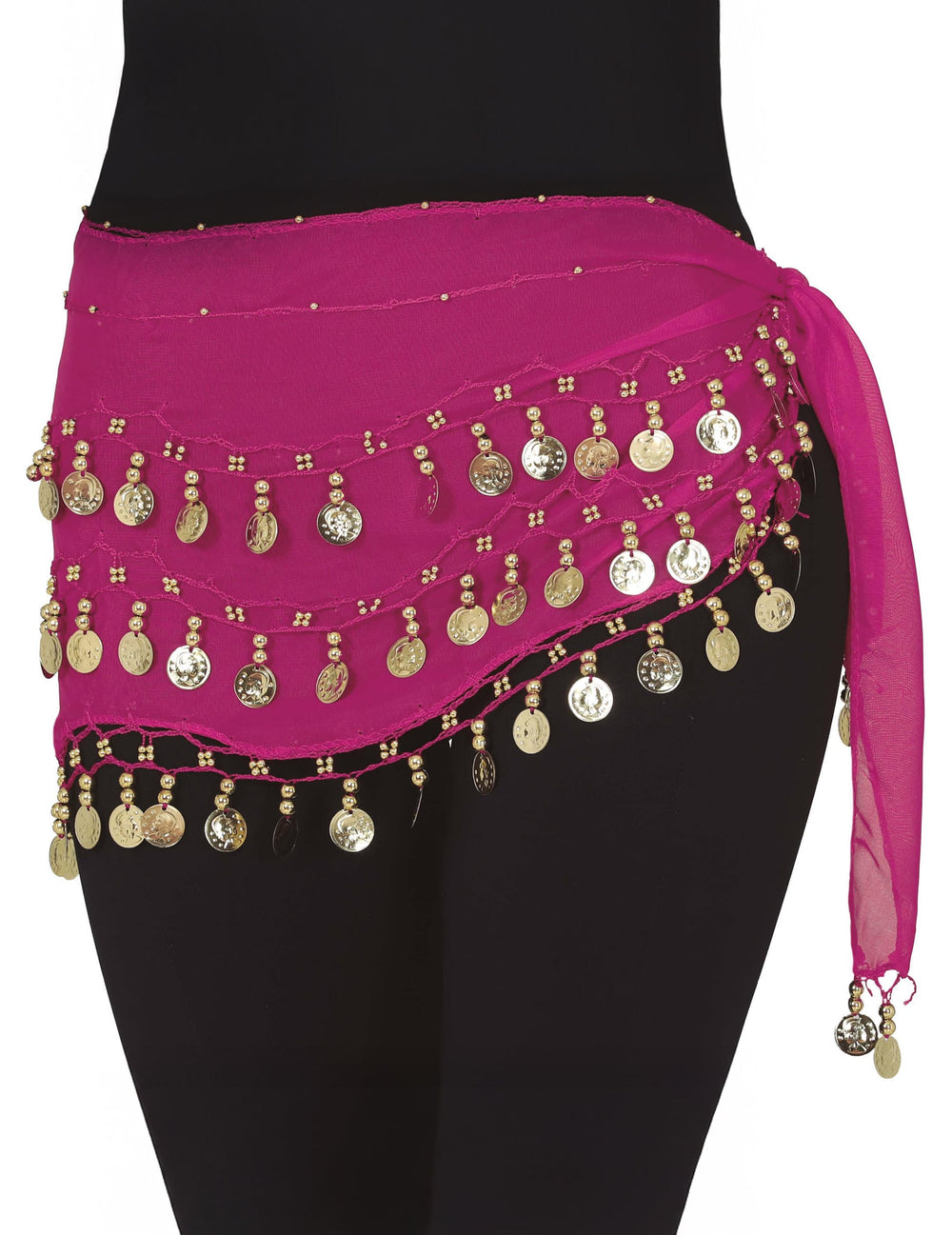 Ceinture orientale pour femme rose avec piécettes dorées