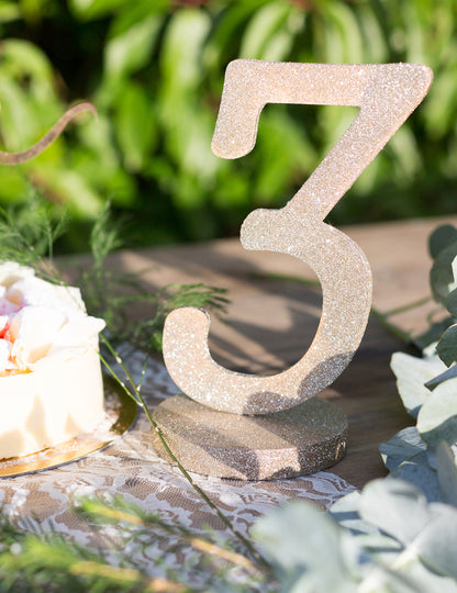 Centrul de masă Figura 3 Champagne Glitter Wood 20 cm