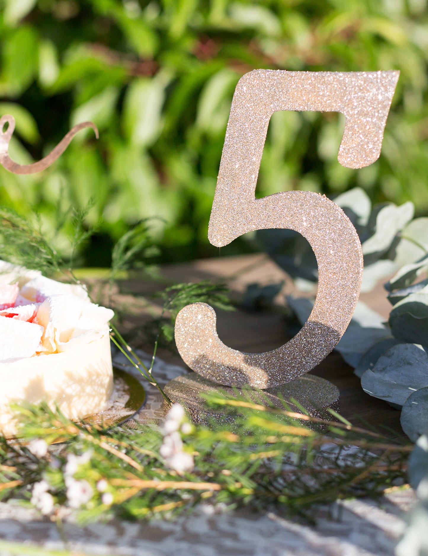 Centrul de masă Figura 5 Champagne Glitter Wood 20 cm