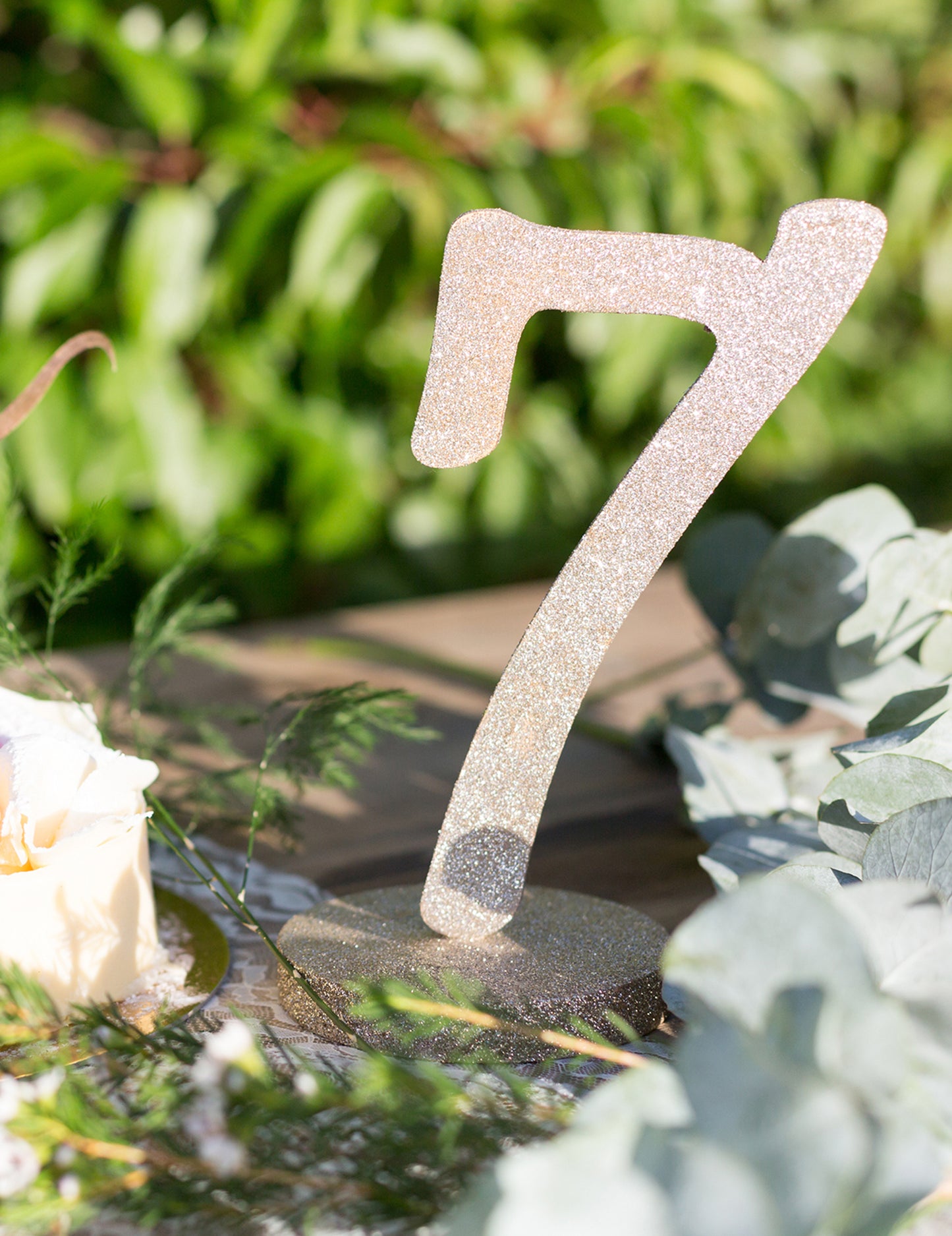 Centrul de masă Figura 7 Champagne Glitter Wood 20 cm