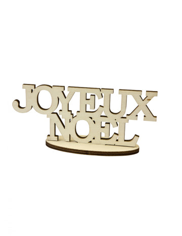 Centru de masă din lemn de Crăciun Fericit 17 x 9 cm Hygge scandinav