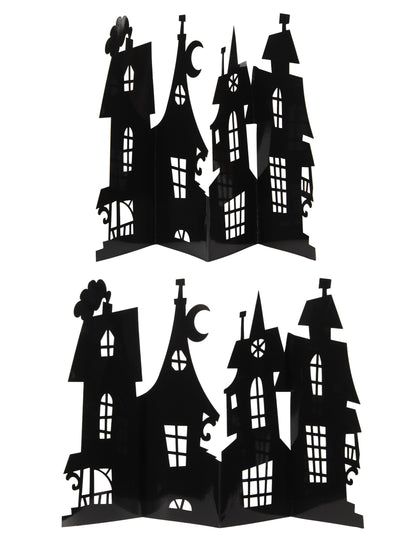 Piesă centrală neagră tip conac bântuit 60 x 38 cm carton