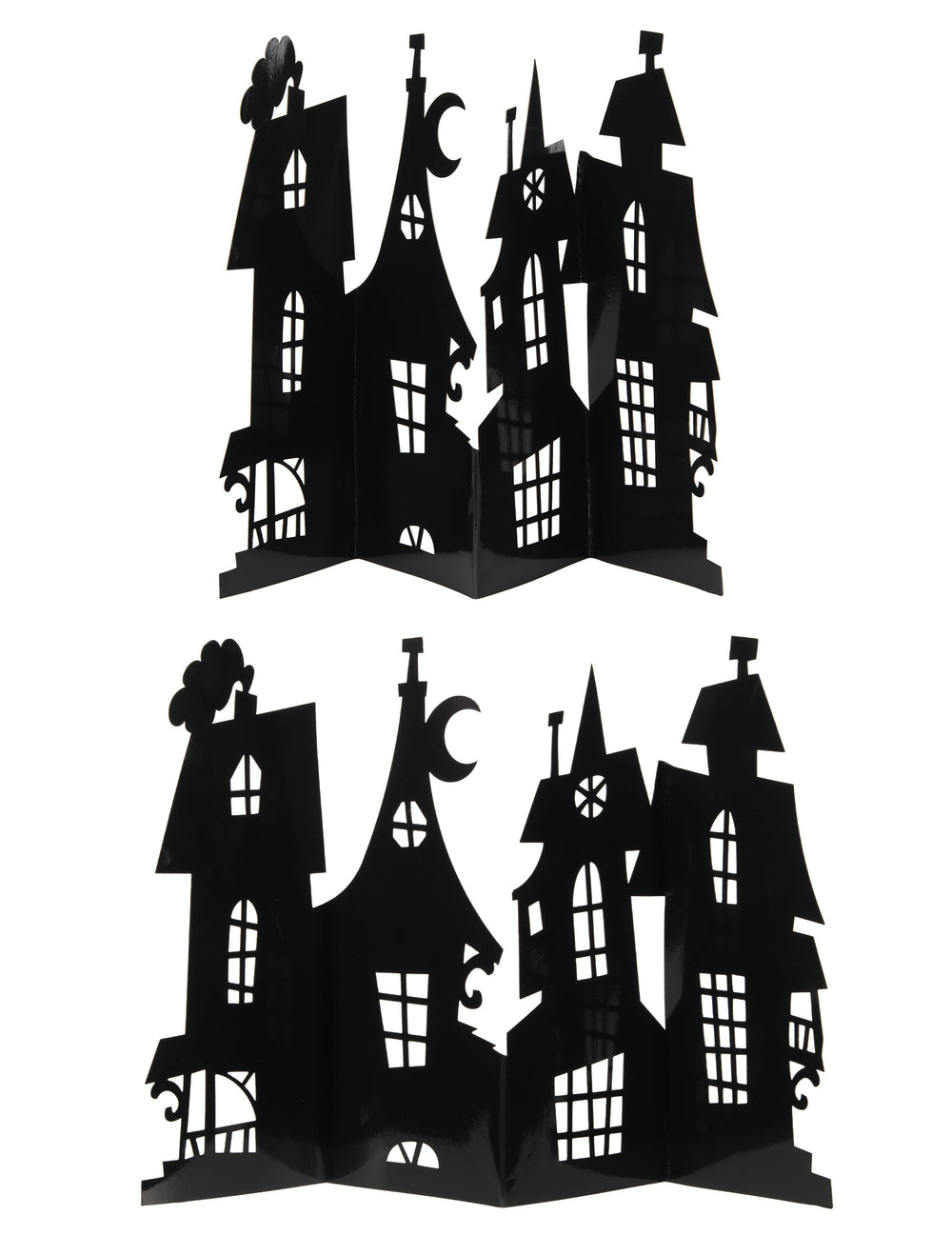 Silhouette détaillée du centre de table manoir hanté noir en carton