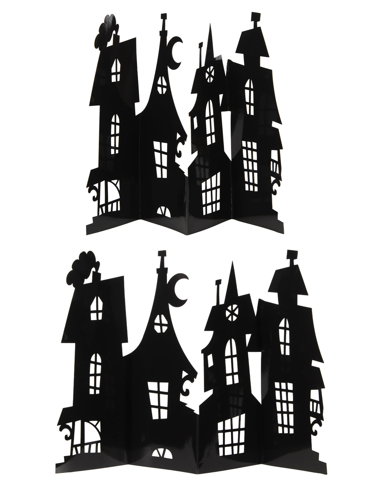 Silhouette détaillée du centre de table manoir hanté noir en carton