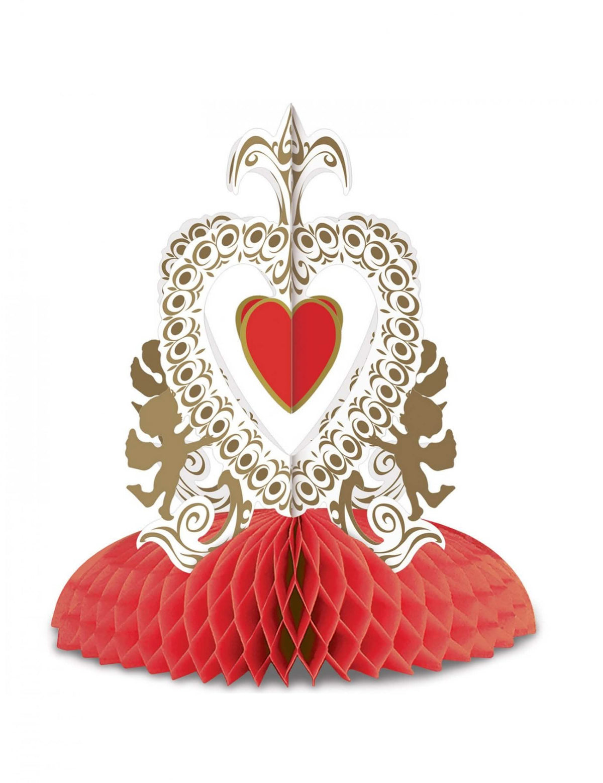 Centru de masă vintage de sfântul valentin pentru decorațiune roșu cu inimi și îngerași