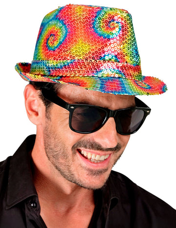 Pălărie de borsalino cu paiete pentru adulți