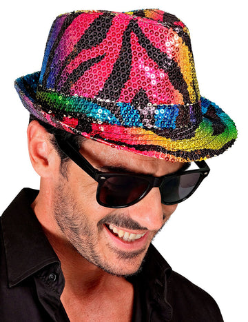Pălărie de borsalino tigru multicolorat pentru adulți