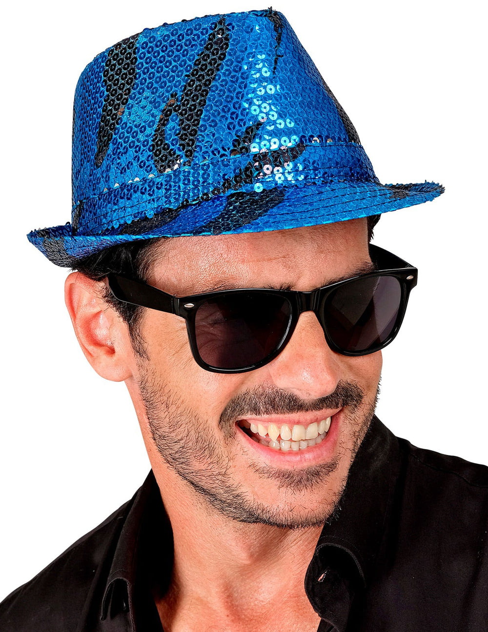 Vue de face du chapeau borsalino à sequins vague