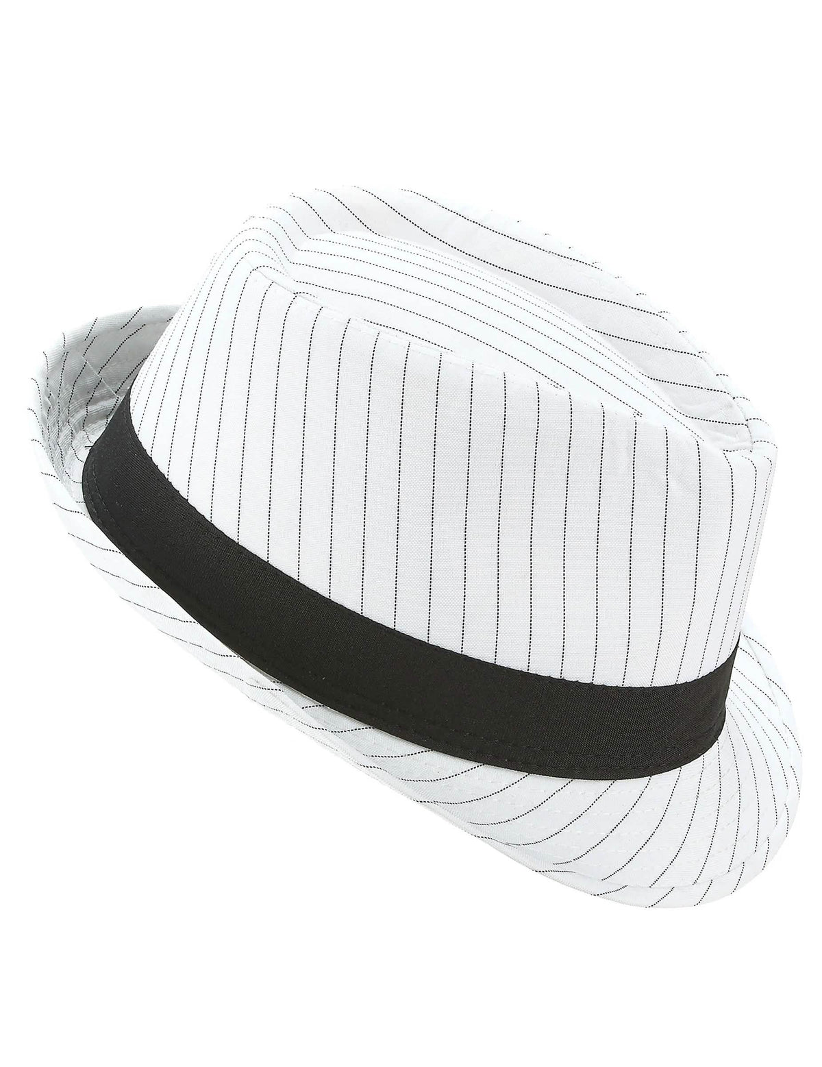 Chapeau borsalino blanc à rayures noires