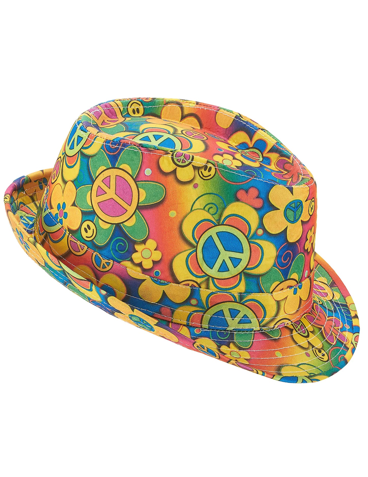 Chapeau borsalino hippie à fleurs adulte