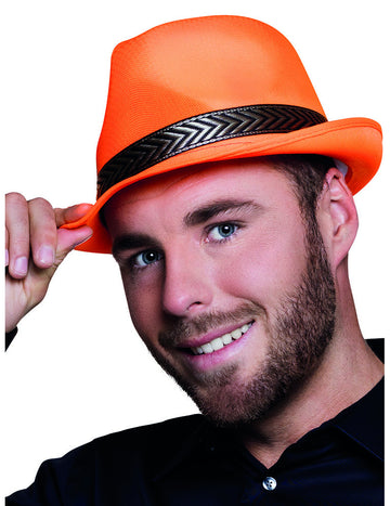 Chapeau borsalino trilby orange fluo adulte