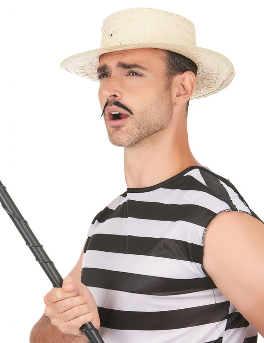 Vue de profil du chapeau canotier en paille pour adulte