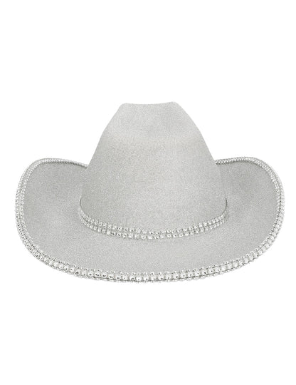 Pălărie de cowboy cu paiete argintii pentru adulți