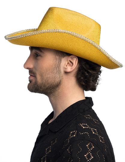 pălărie de cowboy cu paiete aurii pentru adulți