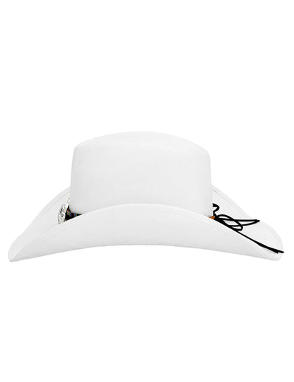 Pălărie de cowboy albă pentru adulți cu cap de bivol
