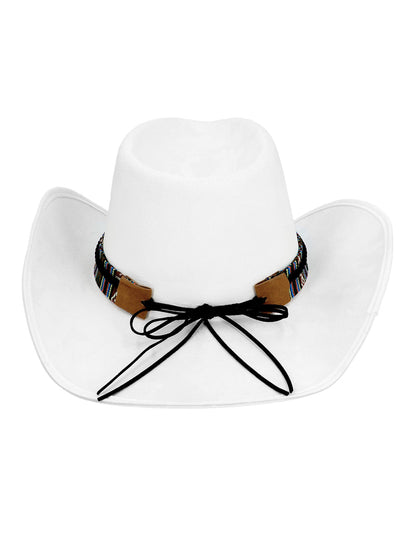 Pălărie de cowboy albă pentru adulți cu cap de bivol