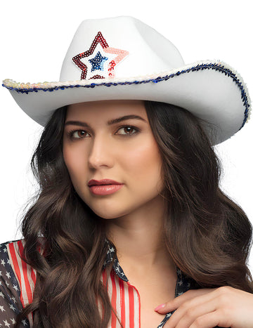 Chapeau Cowboy blanc USA adulte