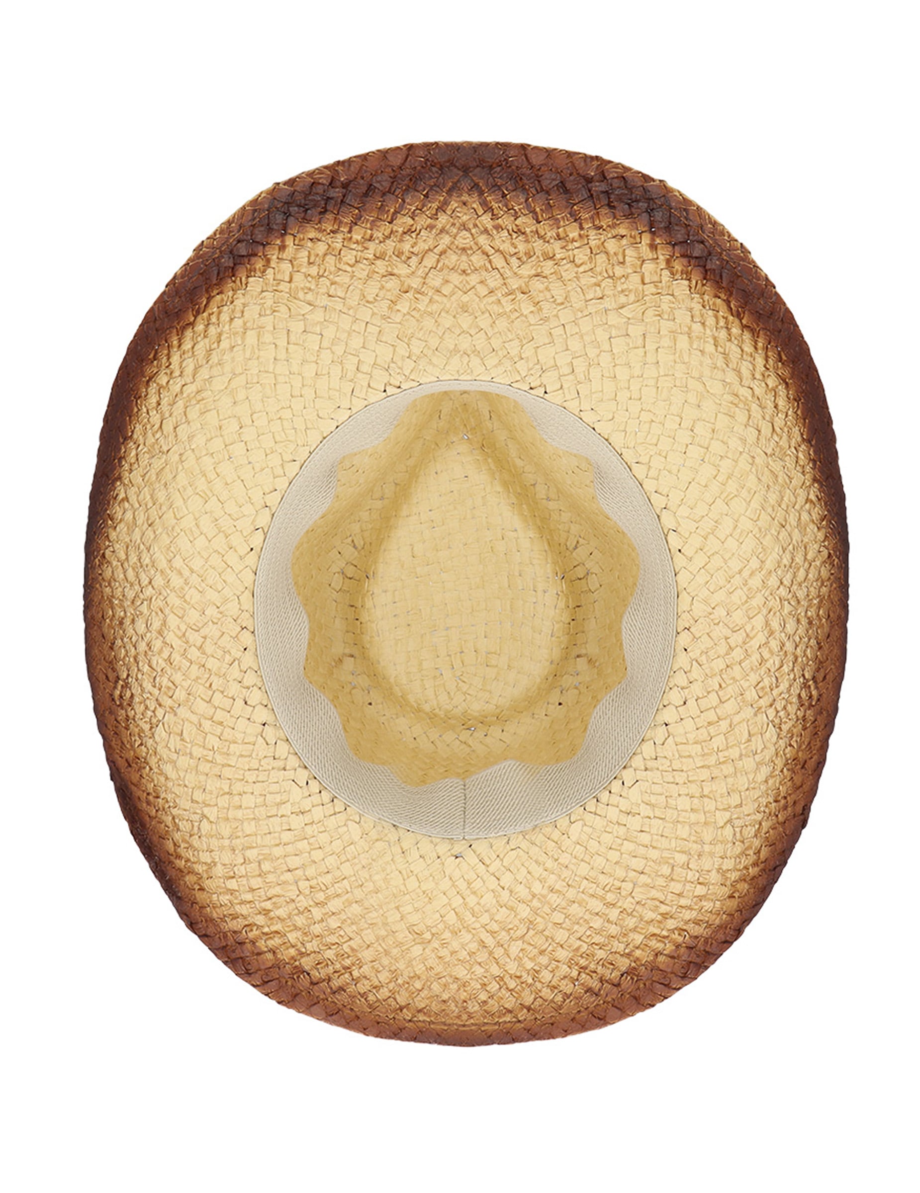 Chapeau de cowboy en paille avec perles pour adulte beige et marron
