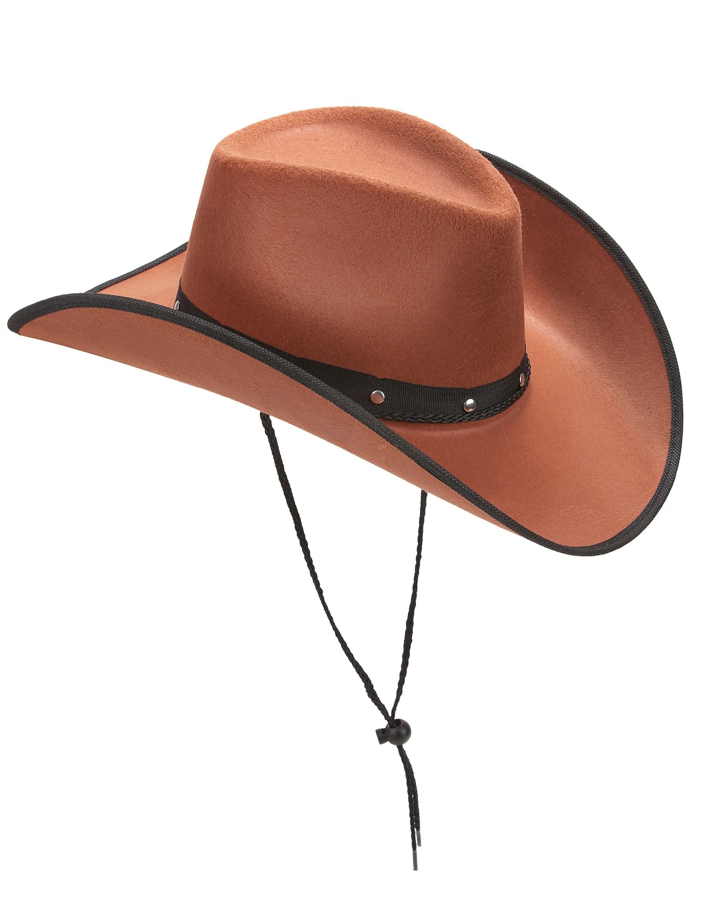 Pălărie de cowboy maro cu margini negre pentru adulți