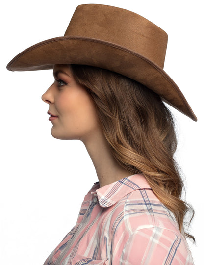 Pălărie de cowboy maro cu cap de bivol adult