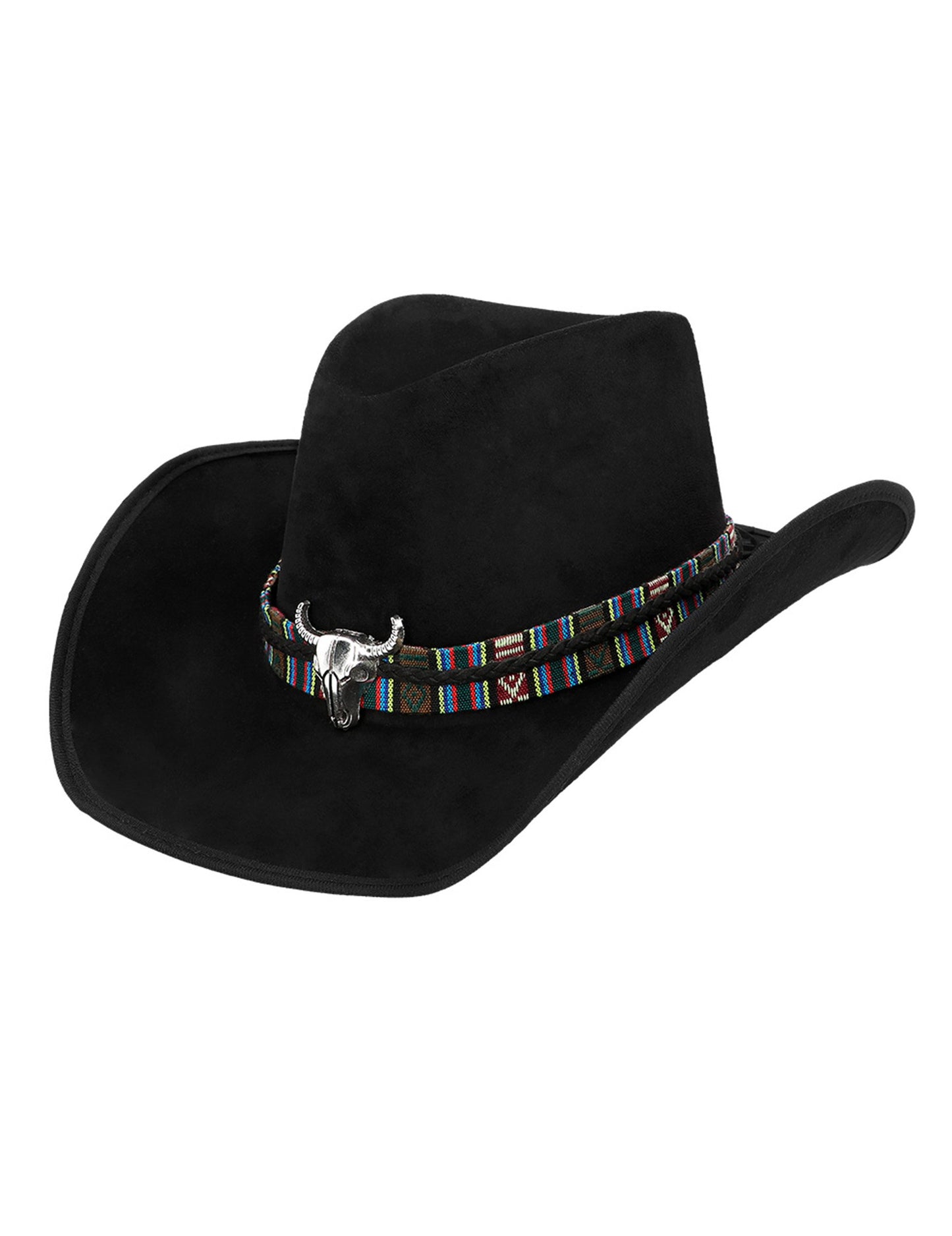 Pălărie de cowboy neagră pentru adulți cu cap de bivol