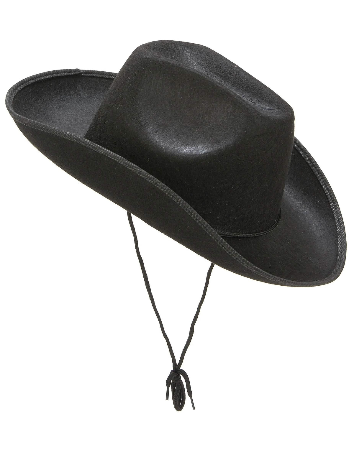 Vue de profil du chapeau de cowboy pour adulte noir avec cordelette