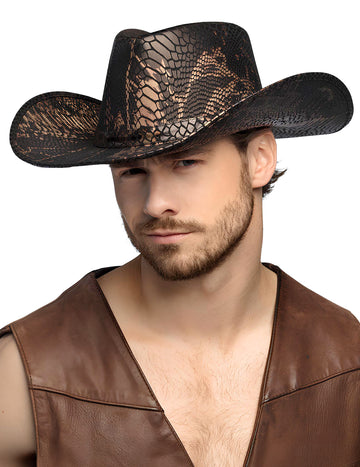 Pălărie de cowboy pentru piele de cobra pentru adulți