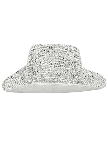 Chapeau Cowboy strass argenté adulte
