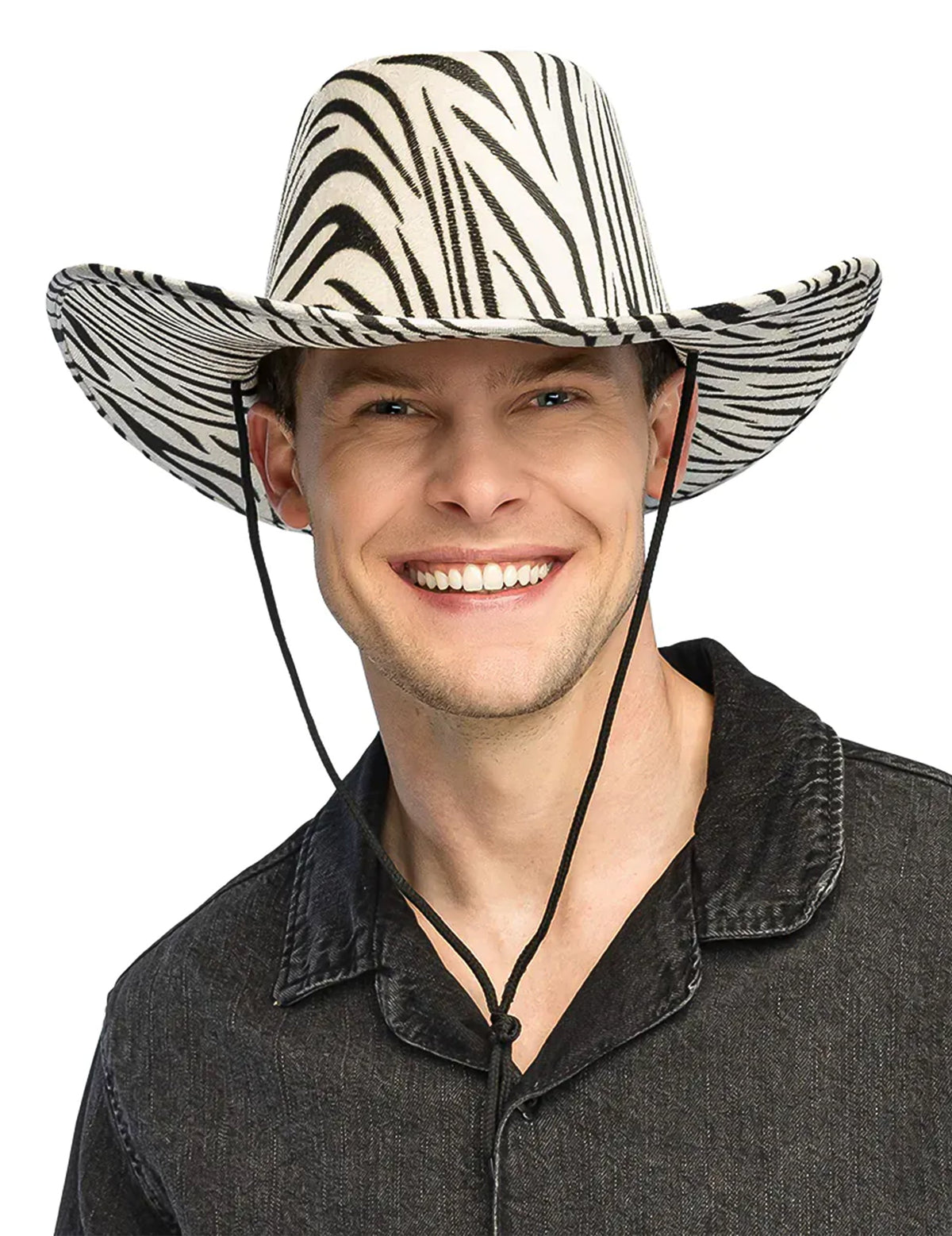 Chapeau de cowboy zèbre pour adulte noir et blanc