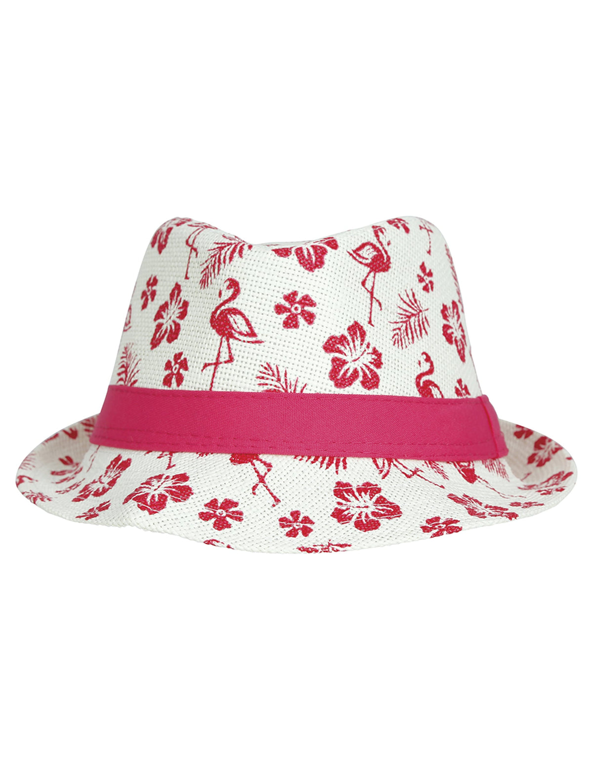 Vue de face du chapeau d'été flamant rose