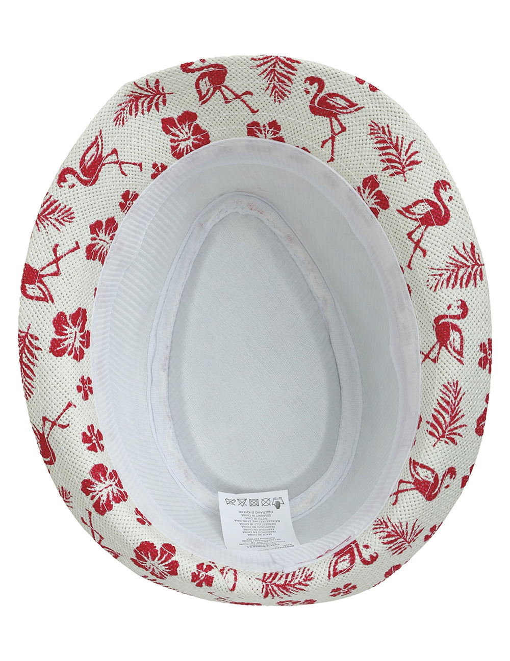Chapeau d'été motif flamant rose pour enfant blanc et rouge