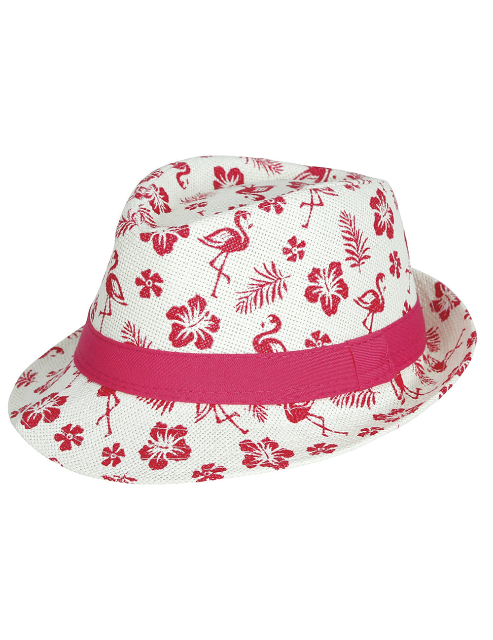 Vue de profil du chapeau d'été flamant rose