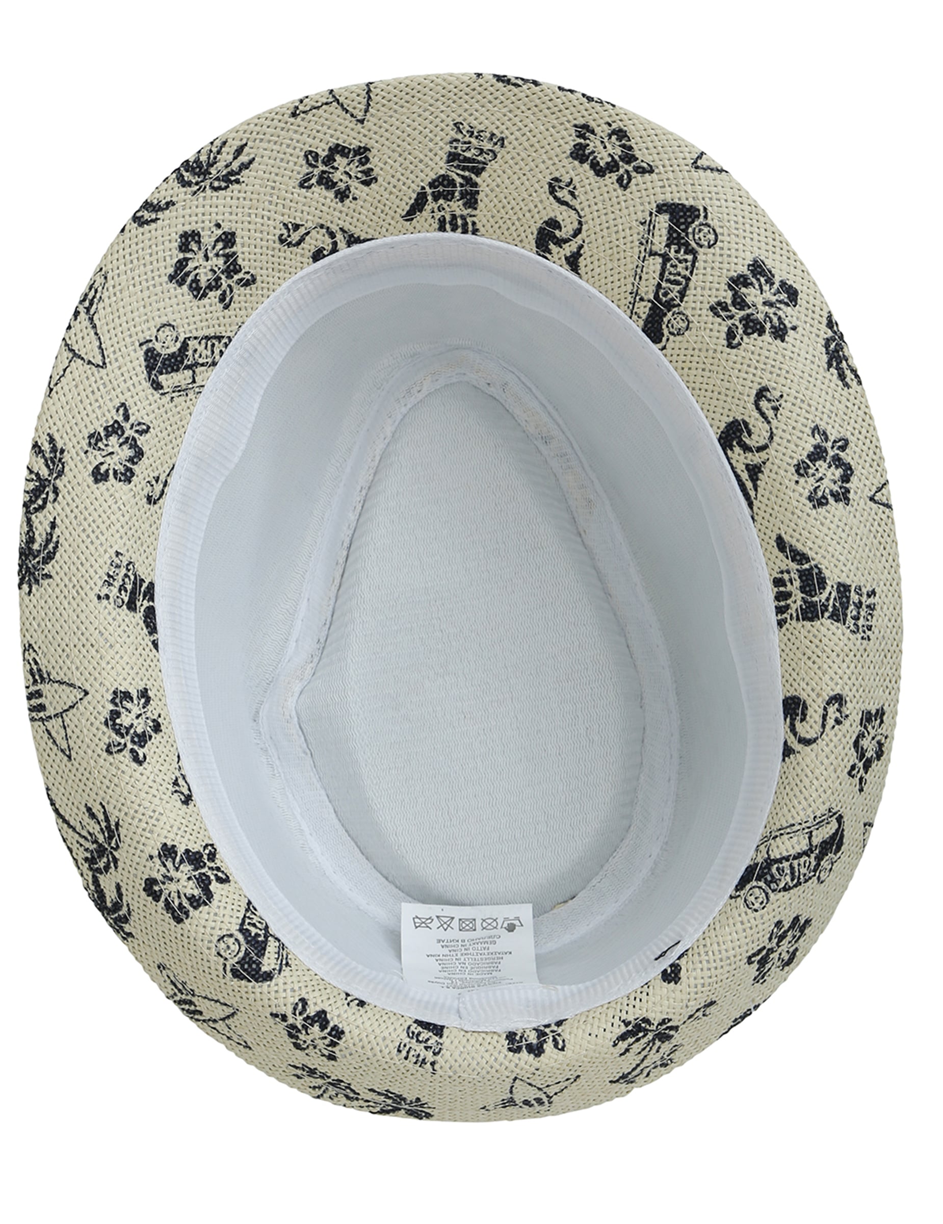 Chapeau d'été motif surf pour enfant beige et noir