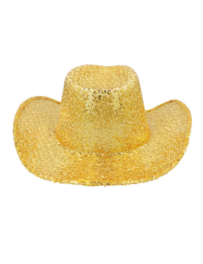 Pălărie de cowboy cu paiete aurii pentru adulți