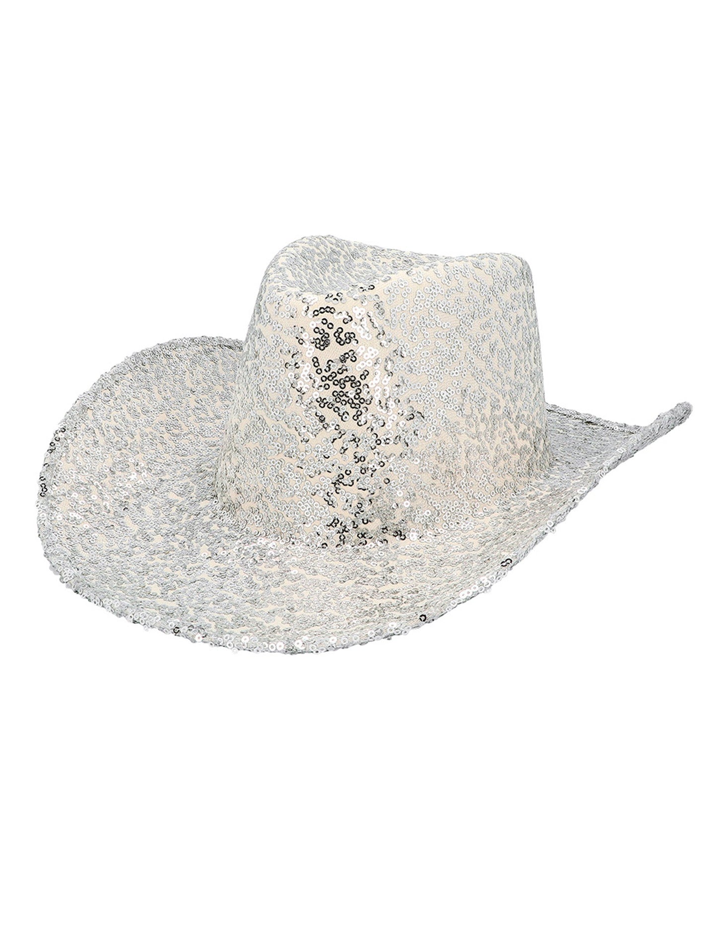 Pălărie de cowboy cu paiete argintii pentru adulți