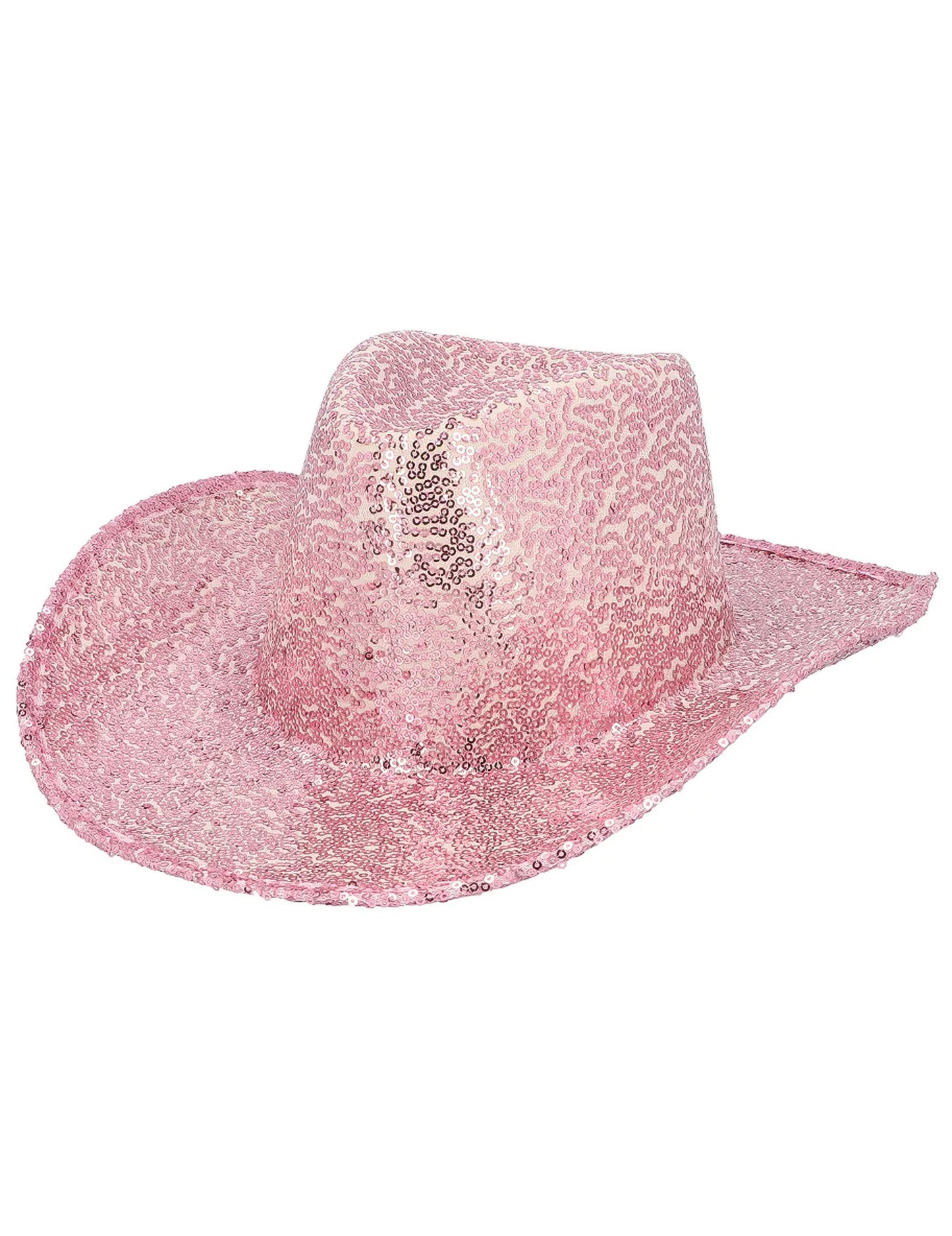 Pălărie de cowboy cu paiete roz deschis pentru adulți