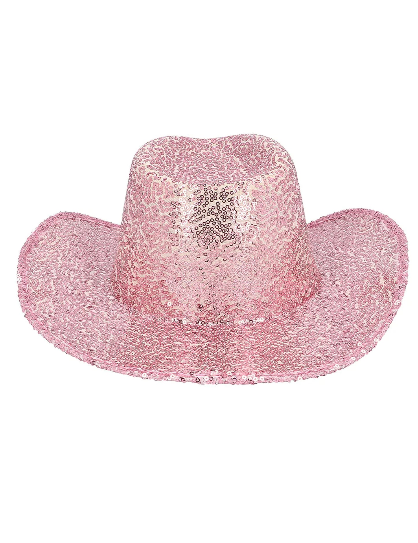 Pălărie de cowboy cu paiete roz deschis pentru adulți