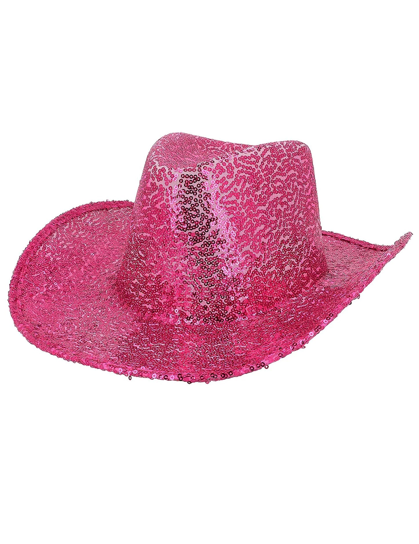 Pălărie de cowboy cu paiete roz fucsia pentru adulți