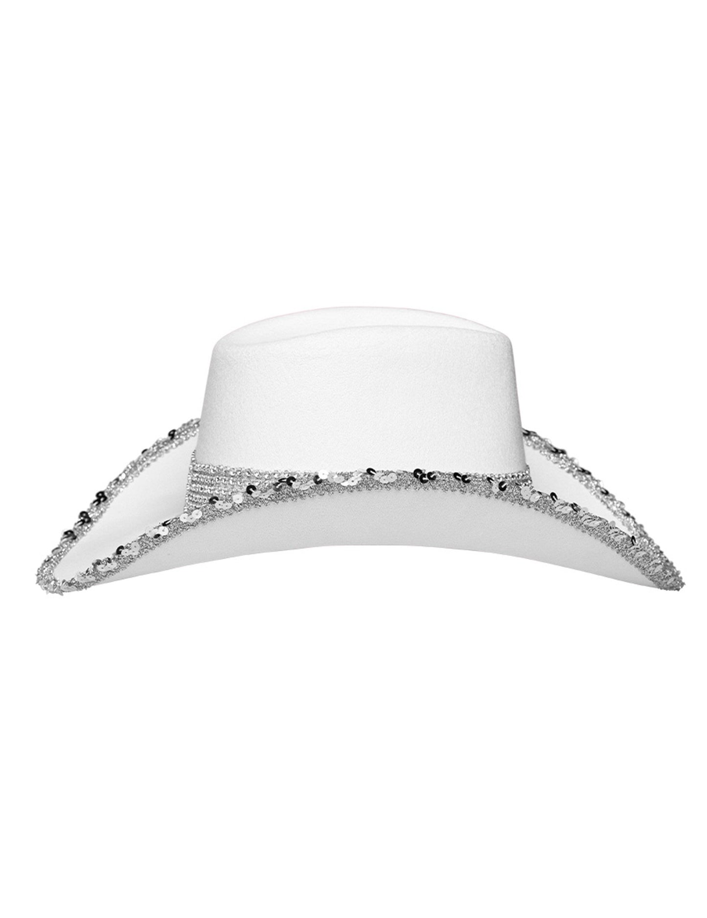 Pălărie de cowboy albă pentru adulți cu strasuri