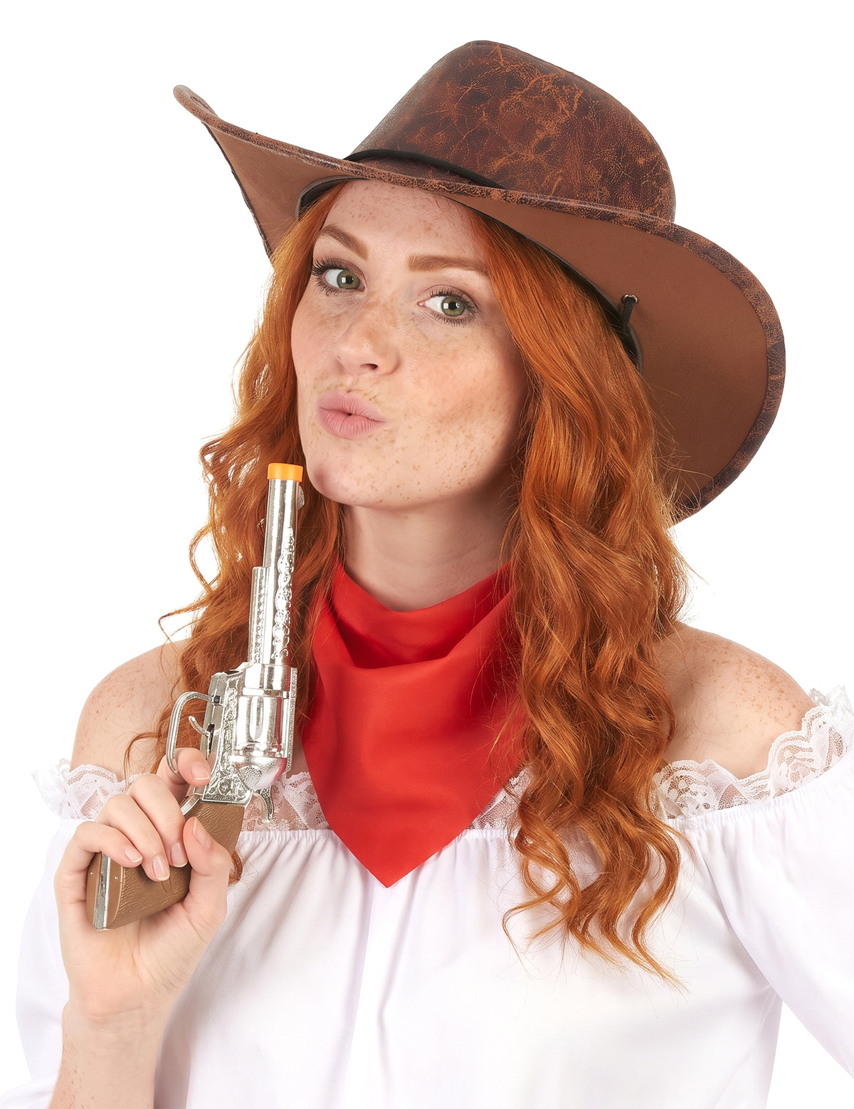 Chapeau de cowboy marron imitation cuir adulte