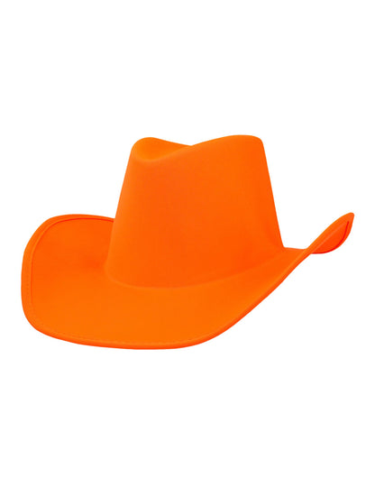 Pălărie de cowboy portocaliu neon pentru adulți 