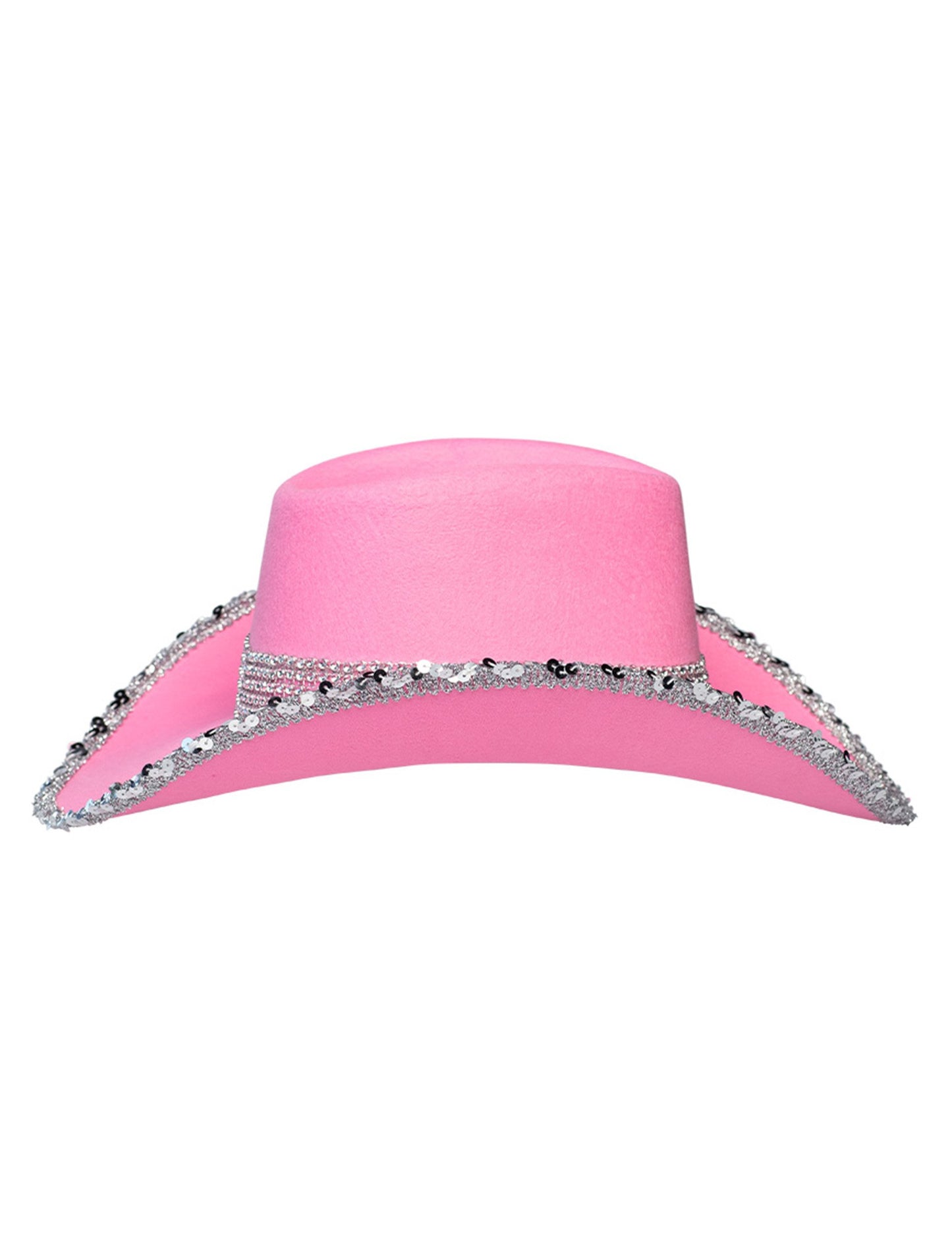 Pălărie de cowboy roz deschis pentru adulți cu strasuri