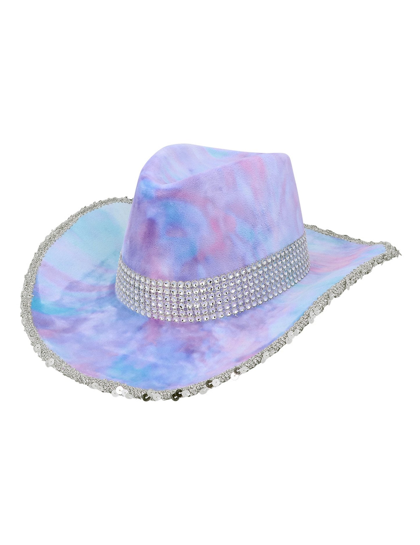 Pălărie de cowboy tie-dye albastră și violet pentru adulți