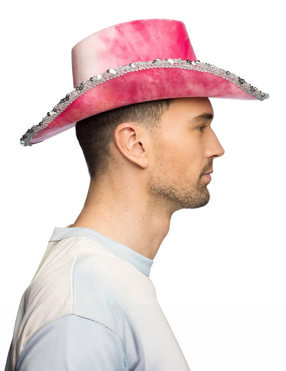 Pălărie de cowboy roz tie-dye pentru adulți