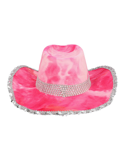 Pălărie de cowboy roz tie-dye pentru adulți