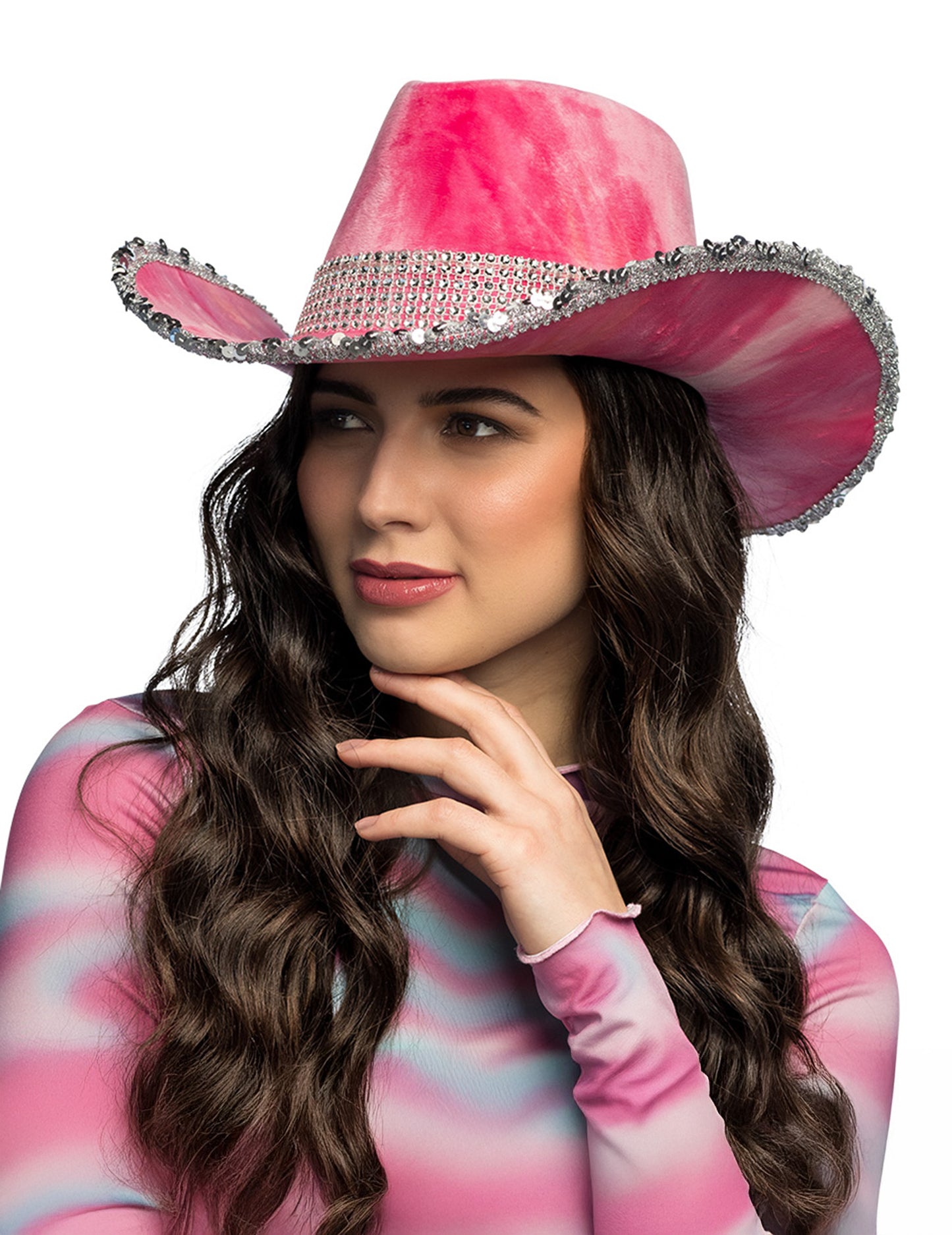 Pălărie de cowboy roz tie-dye pentru adulți