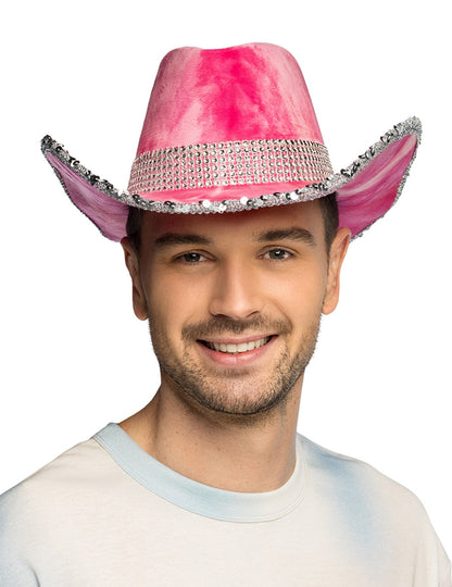 Pălărie de cowboy roz tie-dye pentru adulți