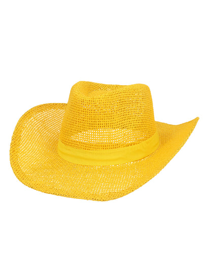 Pălărie de cowboy împletită galbenă pentru adulți